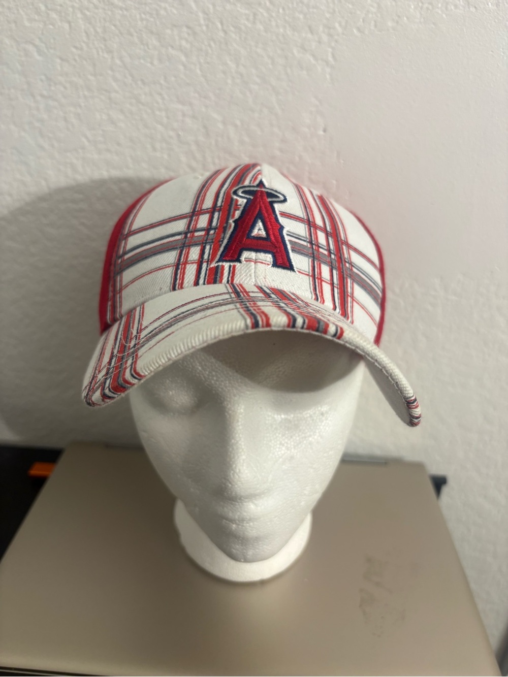 Los Angeles Angels Plaid Baseball Cap - Red, White & Navy